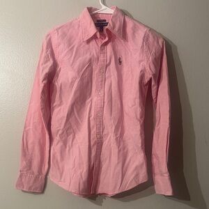 Ralph Lauren woman’s Pink Button-Down Shirt slim fit size 0
